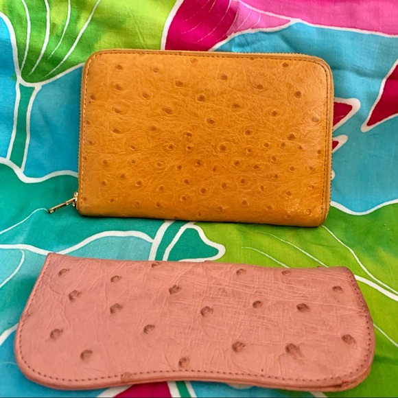 Vintage Ostrich Leather Wallet & Eyeglass Case - Picture 3 of 13